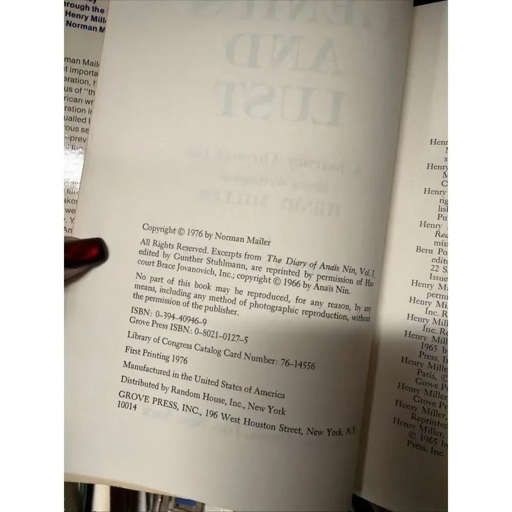 Genius and Lust Major‎ Writings of Henry Miller Norman Mailer 1976 Grove Press